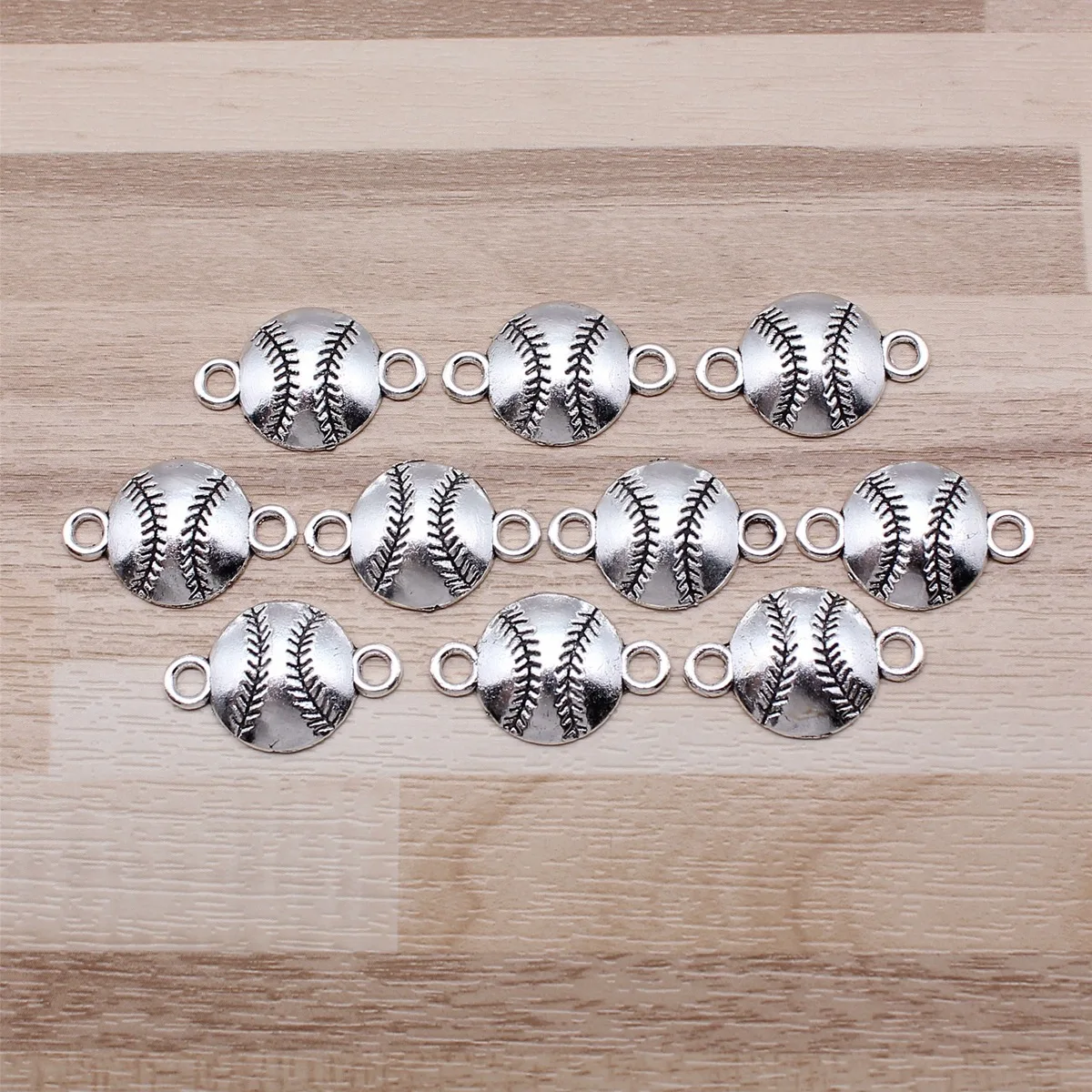 IFOCUS 10pcs/Lot Baseball Connector Charms For DIY Jewelry Making Zinc Alloy 14x22mm/0.55x0.87inch