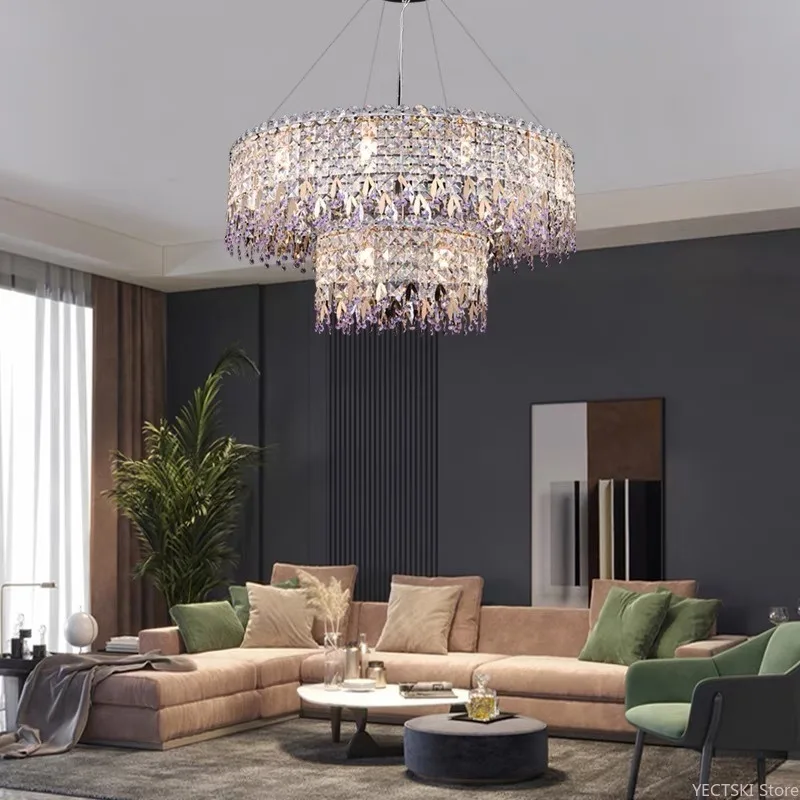 Light luxury living room crystal chandelier, personalized modern and simple circular dining room, new bedroom luxurious