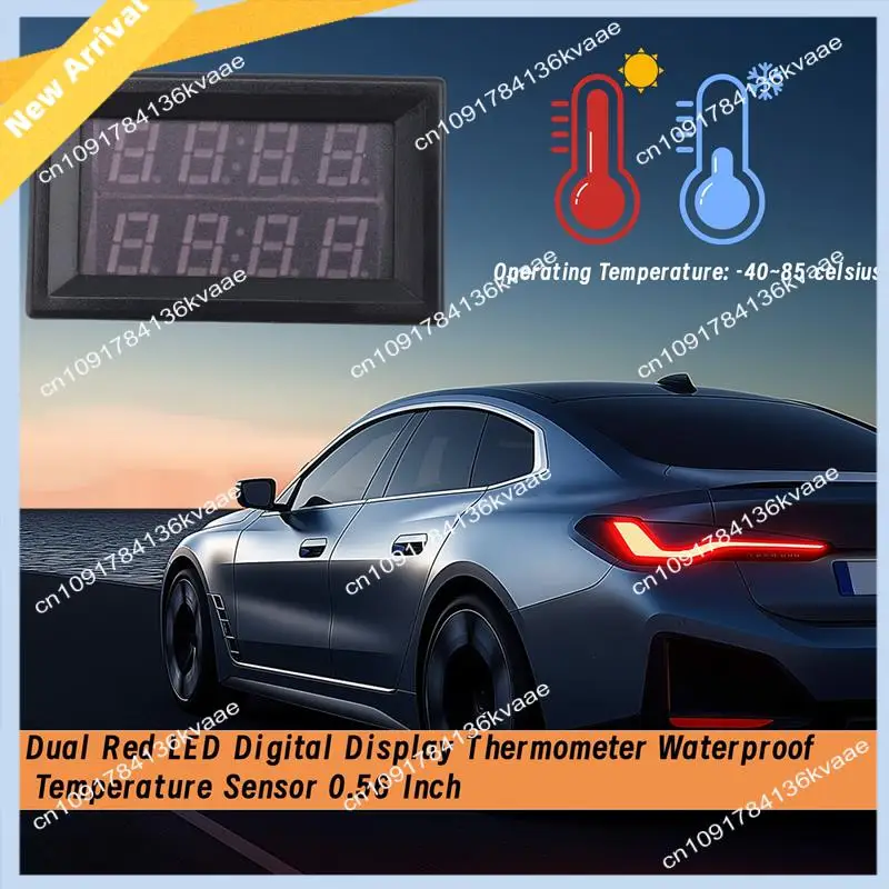 M01K Dual Red LED Digital Display Termômetro Sensor de temperatura à prova d'água 0,56 polegadas