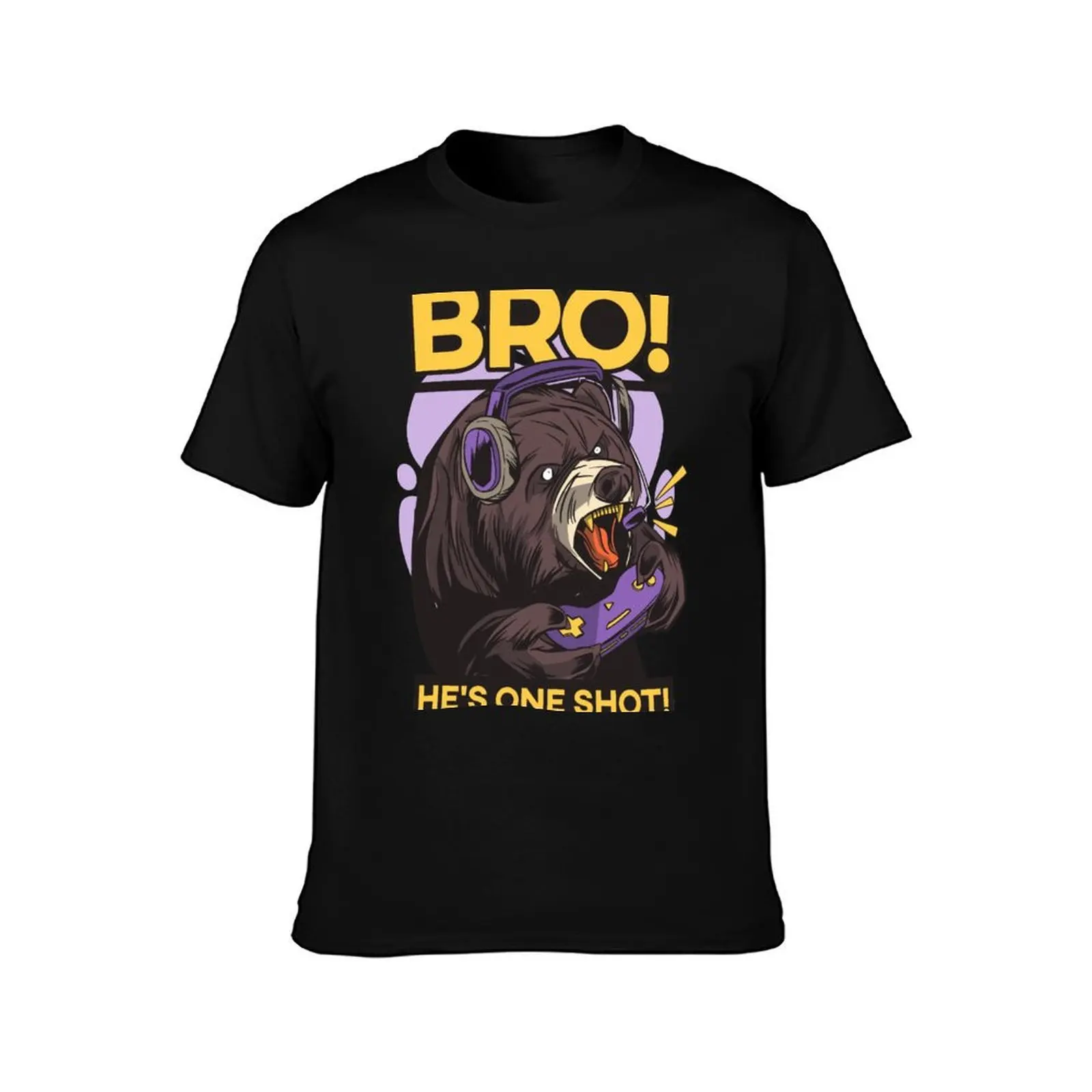 Bro, He's One Shot! Angry Gamer Bear T-Shirt Summer Holiday T-Shirt