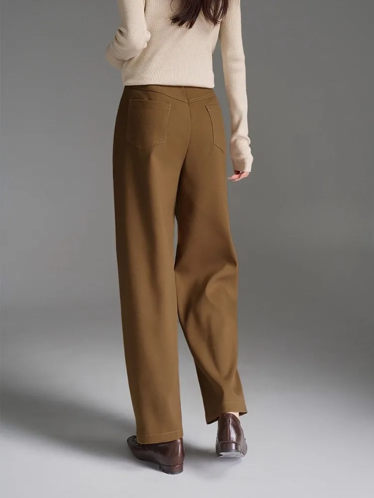 OLrain Women's Casual Scimitar Trousers 2025 Autumn Loose Fit Elastic Waist Solid Color Commute Daily Wear Pants O57QK000518