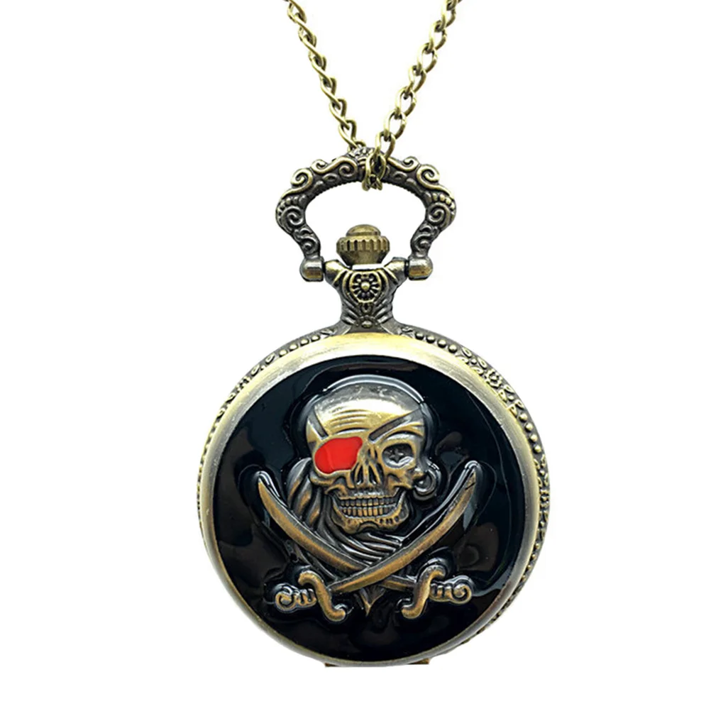 قسط ريترو ساعة الجيب الجمجمة تصميم سبيكة الجسم حركة الكوارتز توقيت دقيق خمر نمط سلسلة بدلاية هدية له لها