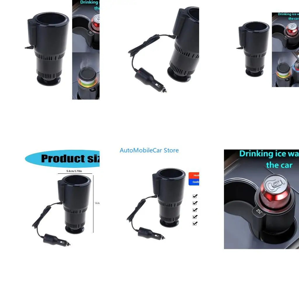 G8TE 12V Travel Mug Coolers And Heater With Temperature Display Cooling Heating Car Cup Holder For Coffee Water