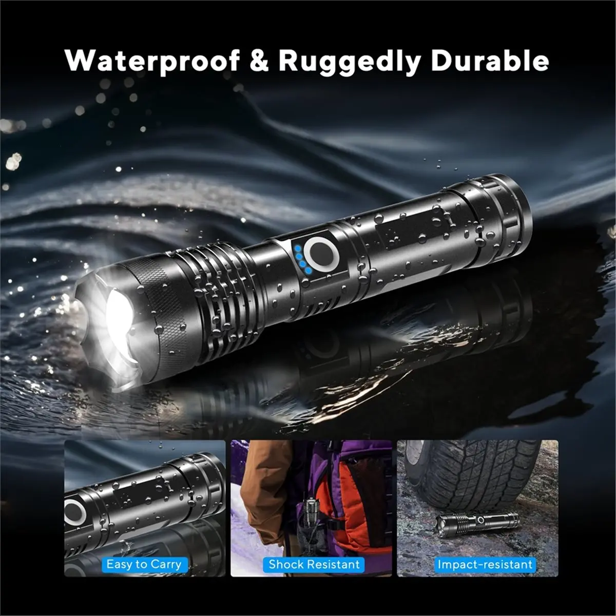 (AIMA) 4 Pack Rechargeable Flashlights High Lumens, Super Bright LED Flashlight Set 5 Modes Adjustable for Emergency Camping