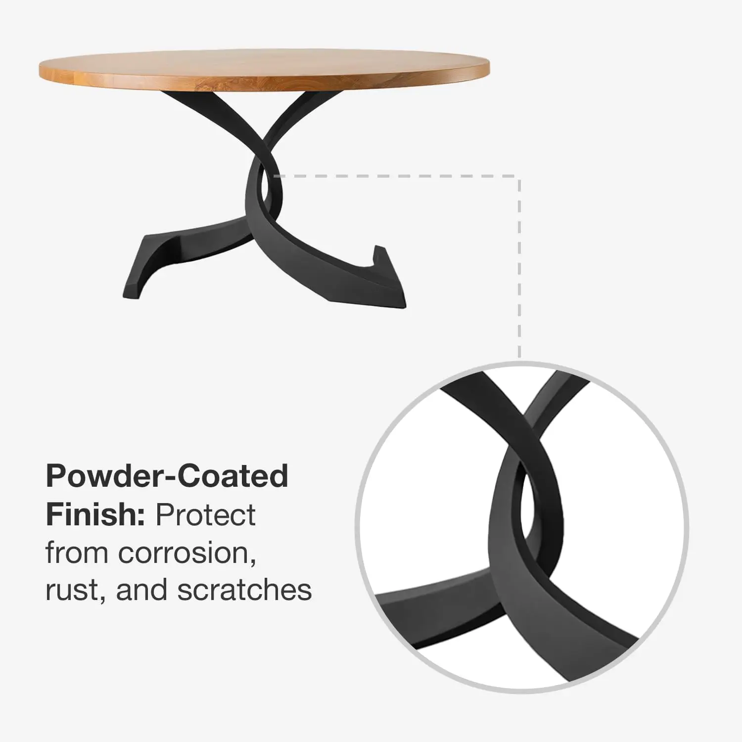 Flowyline 28\" H 315 Mamba Handcrafted Black Metal Table Legs Bases for Dining Tables Rust-Resistant Adjustable Steel Desk Legs