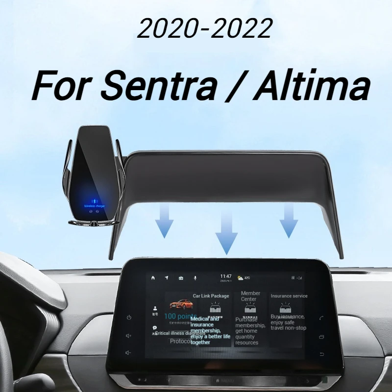 Suporte para Telefone com Carregador Sem Fio para Nissan Altima 2020-2022, Suporte de Navegação GPS para Telefones, Tamanho de 12,3 Polegadas