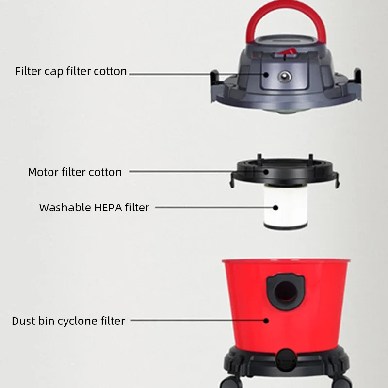 High Power Wet Dry Vacuum Cleaner Multi Function Barrel Type Industrial Vacuum  For Home Commercial Floor Tile Dust Removal