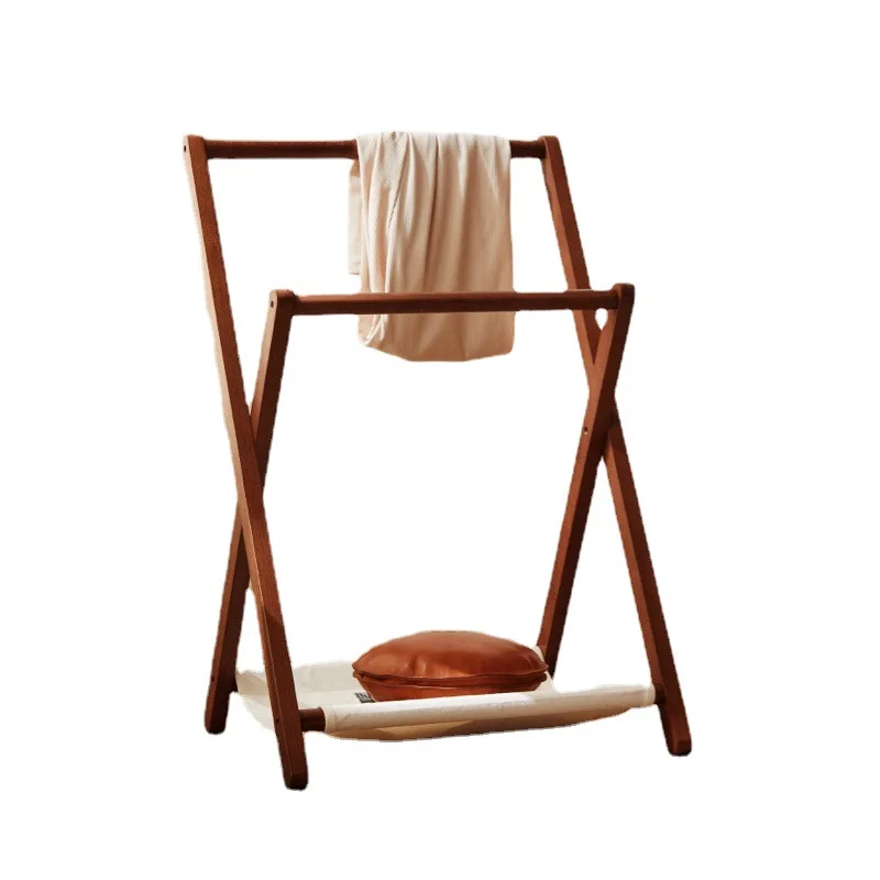 

Nordic solid wood floor-to-ceiling trouser rack, clothes storage rack, Japanese multi-functional household indoor bedside foldin