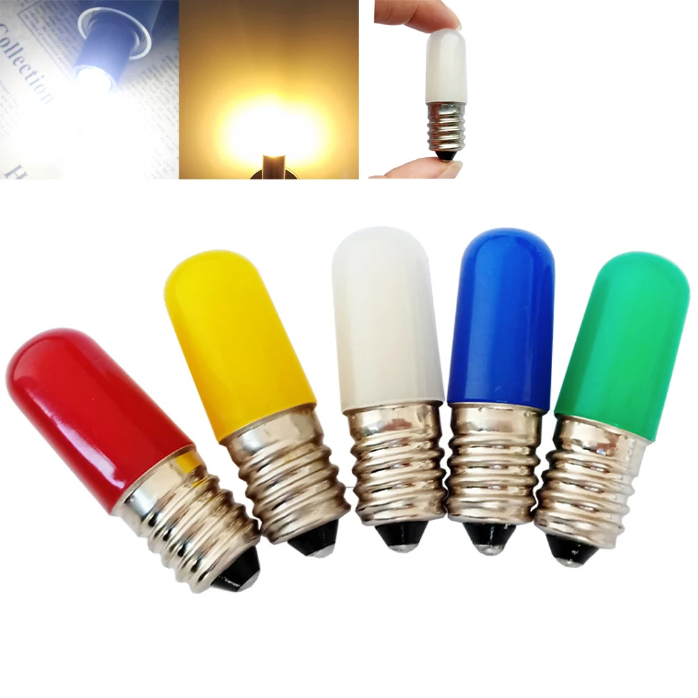 Colored 2W LED Freezer Light Bulbs E12 E14 AC110V/220V COB Lamp Red Green Blue Yellow White Indicator Light for Sewing Machine