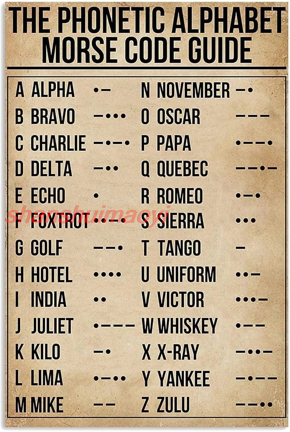 Phonetic Alphabet Morse Code Pilot Vintage Tin Sign Art Bar Wall Decor Metal Signs for Garage Man Cave 8x12 Inch sign