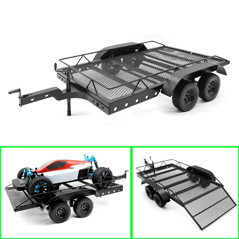 

1pcs Simulation Metal Biaxial Trailer for 1/10 RC Crawler Car Traxxas TRX4 SCX6 SCX10 D90 Accessories