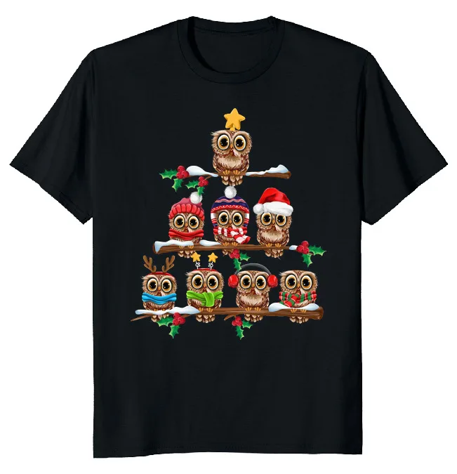 

NEW LIMITED Owl Christmas Holiday Tree Classic Novelty Tee M-3XL Fast Shipping