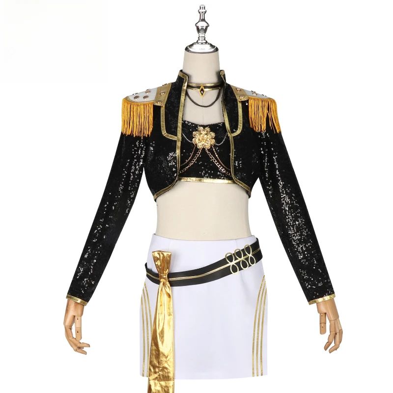 

New Adult Anime KPop Mira Cosplay Costume Wig Gold Stage Rumi Zoey Uniform Performance Party Outfit Set