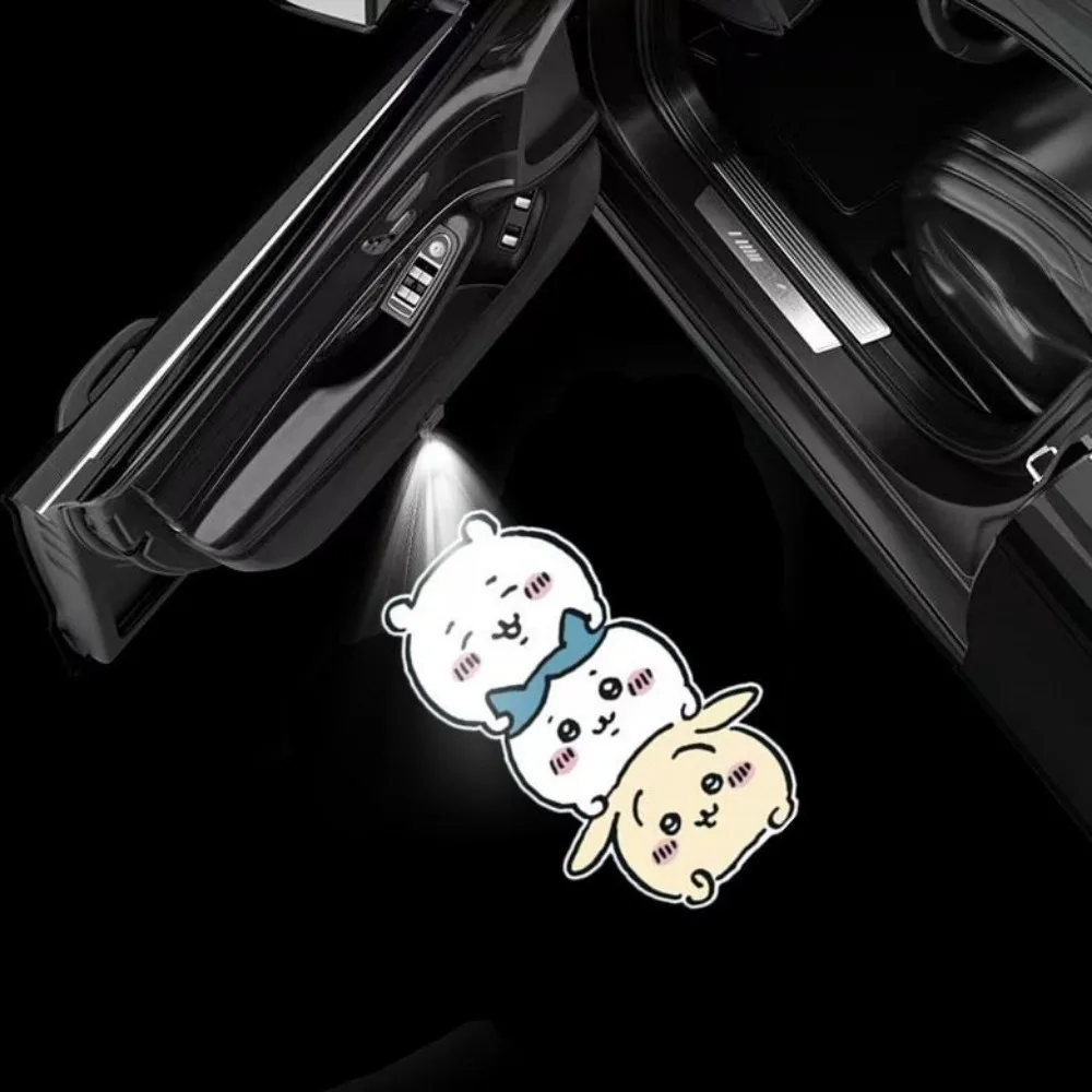 Chiikawa Wireless Car Door Welcome Light Auto Sensor Ground Projector Lamp Kawaii Usagi LED Projection Light Vehicle Decor Gifts view 5