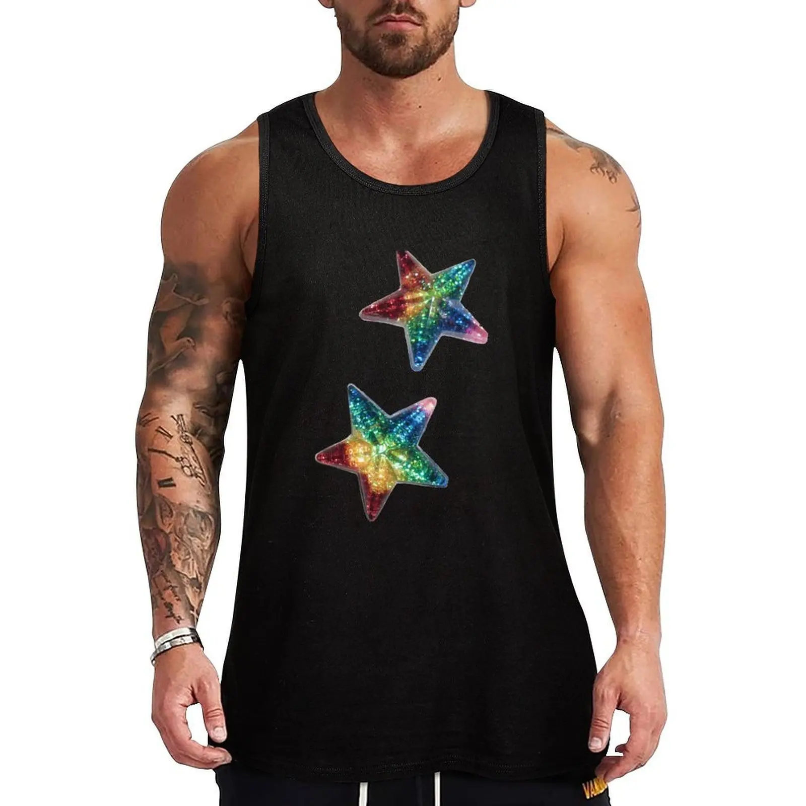 Rainbow glitter stars Tank Top Thin Cool Tank Top Summer Breathable Sleeveless Shirt