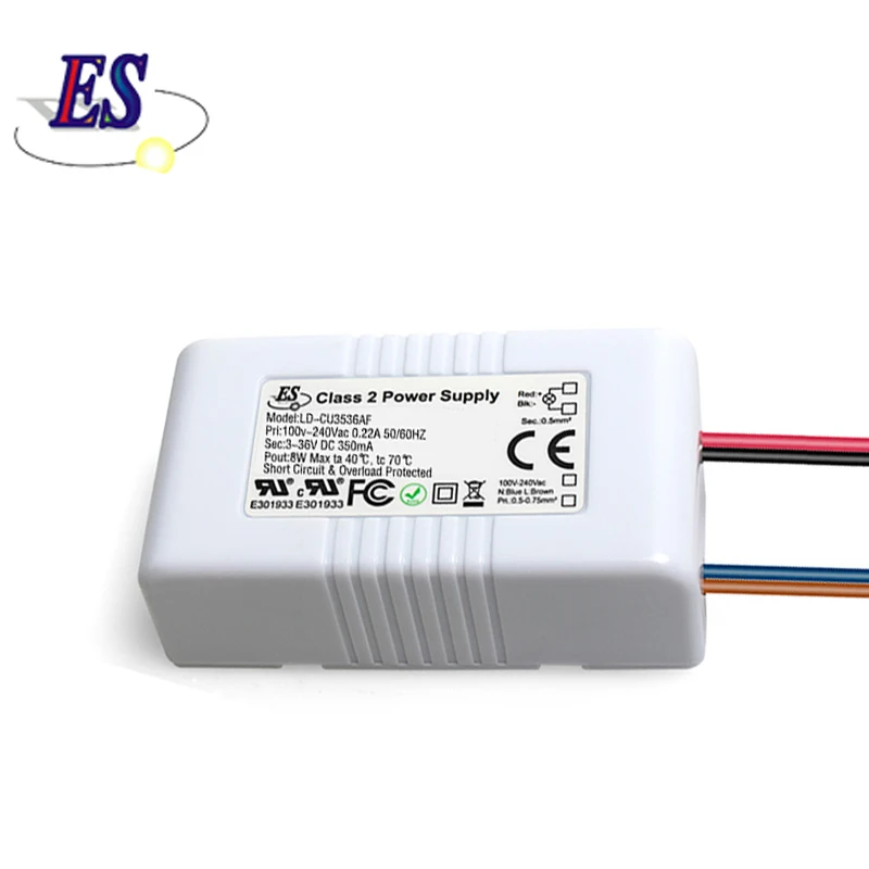 ES Driver 3-8W AC/DC Constant current 350mA LED downlight transformer LED store lights Power Adapter  CE UL ROHS certification