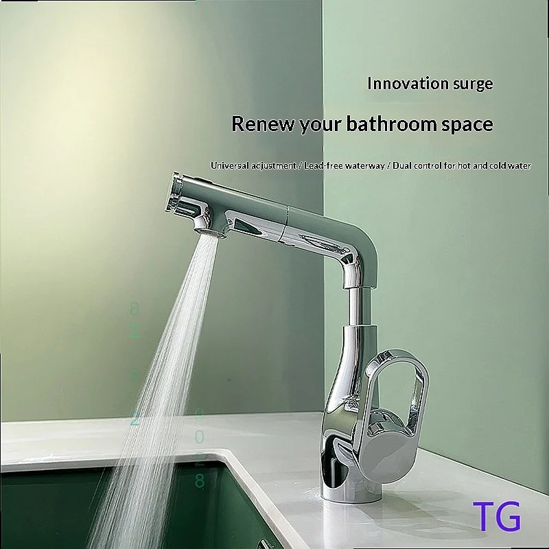 3-Function Pull-Out Kitchen Faucet with Lift, Anti-Splash, Hot Cold for Basin