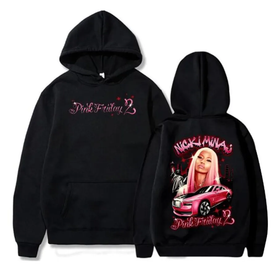 Nicki Minaj PF2 Hoodie Pink Friday 2 Album Merch Women Men Fashion Casual Streetwear Hip Hop Pullover Hooded Sweatshirt