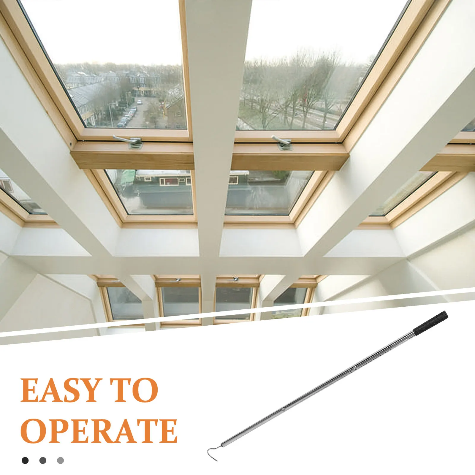 Attic Ladder Pull Down System Hook Set Sturdy Steel Loft Stairs Puller Rod Extended Reach for High Ceiling Garage Attic Storage