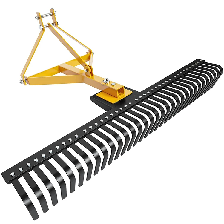 Mechanical Tractor with Hardware 3-Point Rake 32 Tooth 60 Inch Adjustable Width Strong Compatibility Carbon Steel Tractor Rake