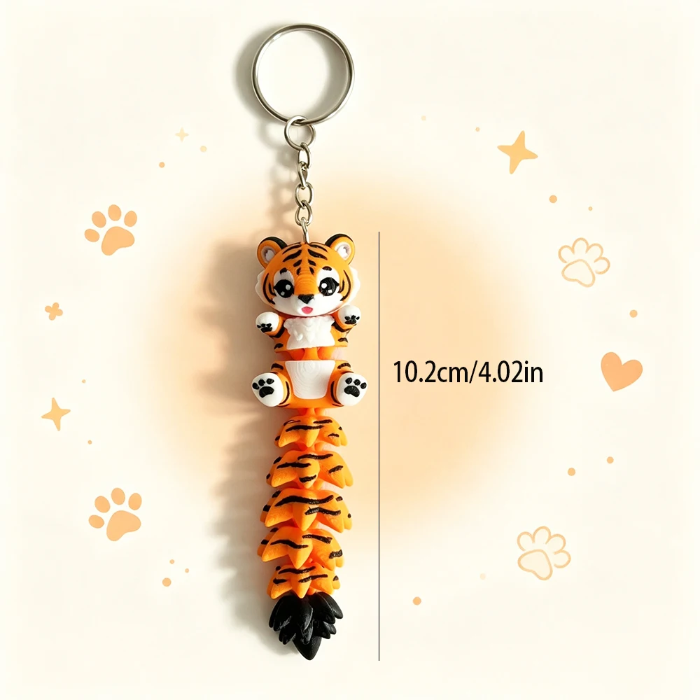 3d Printing Cute Little Tiger Cub Keychain Fantasy Theme Design, Movable Backpack Pendant, Mobile Phone, Car, Etc