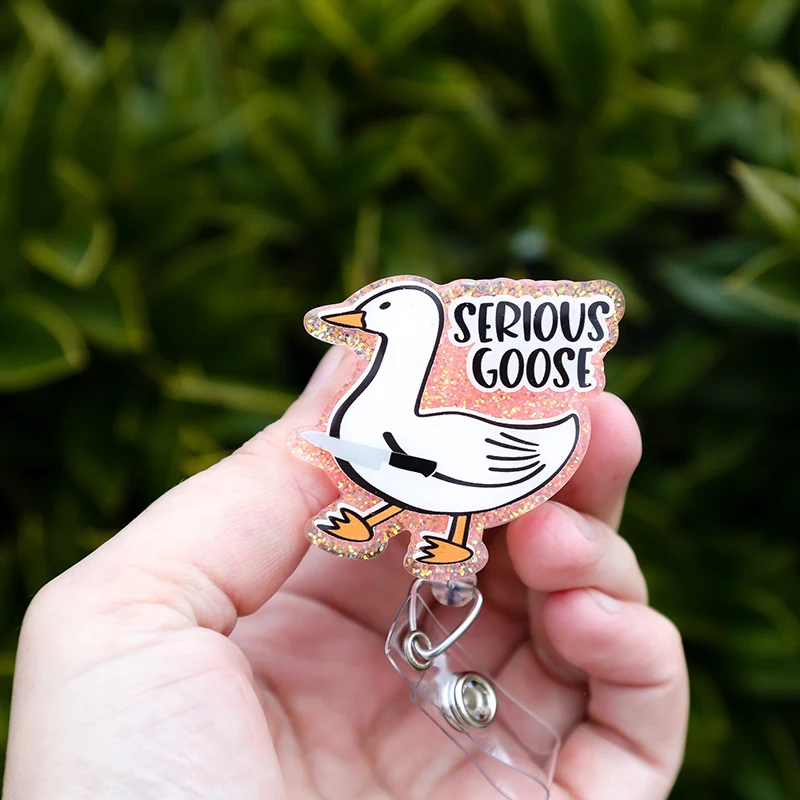 Serious Goose badge reel, Interchangeable Badge Reel, Cute badge Reel, Teacher ID Holder, animal badge reel, Badge Holder, Funny