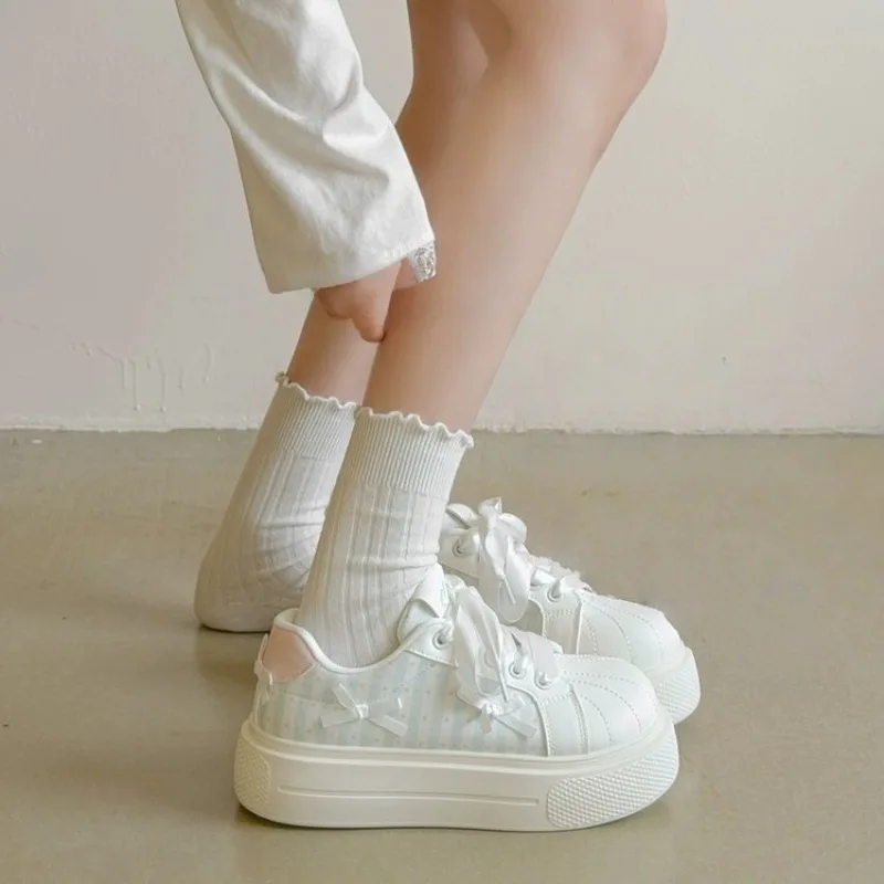 2026 Summer Women Bowknot Lace Up Height Increase Fashion Versatile Sneaker