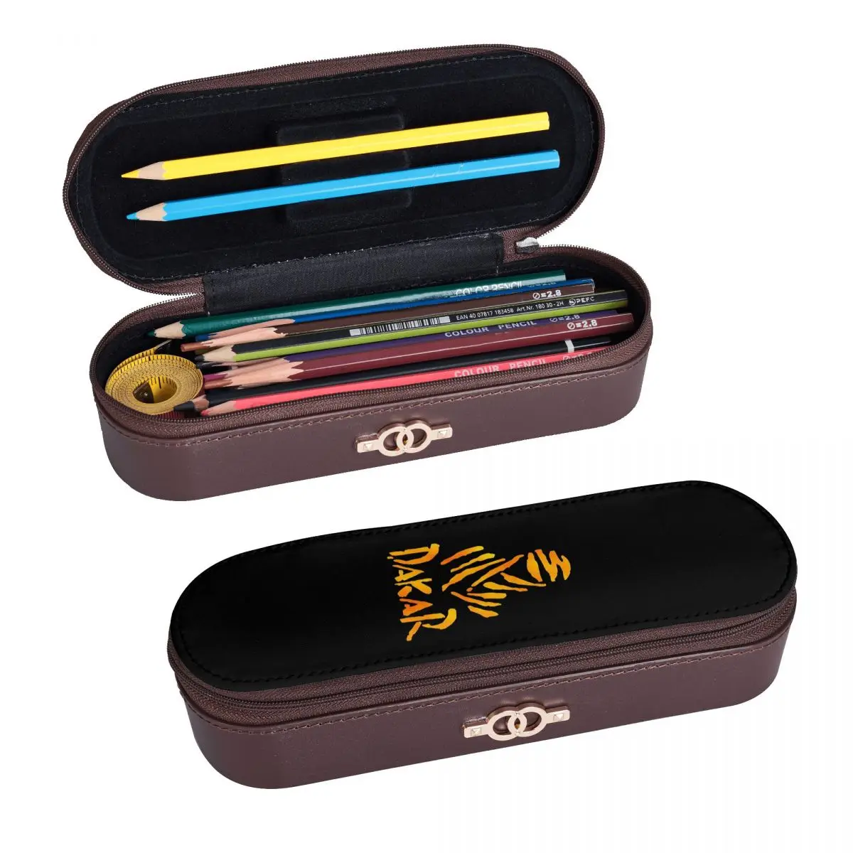 Dakar Rally Motorcycle Leather Pencil Cases Pencil Pouch Storage Stationery Supplies Pen Box Pencil Bag for Boy Girl Gifts