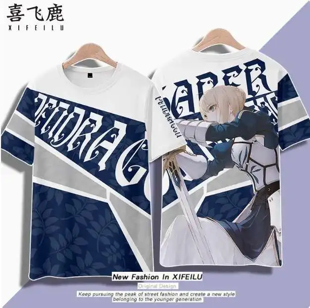 

Anime Fate/Stay Night Altria Pendragon Short Sleeve T-Shirt Summer Cosplay Costume Casual Student Loose Tops anime