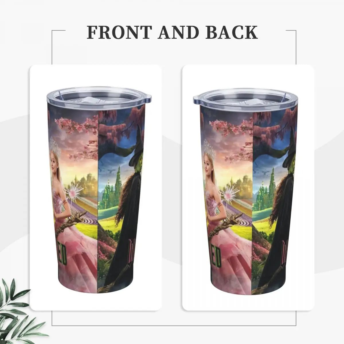 Wicked Movie Glinda And Elphaba Tumbler Vacuum Insulated Musical Film Thermal Cup Vacuum Flask Travel Outdoor Mugs Spill Proof