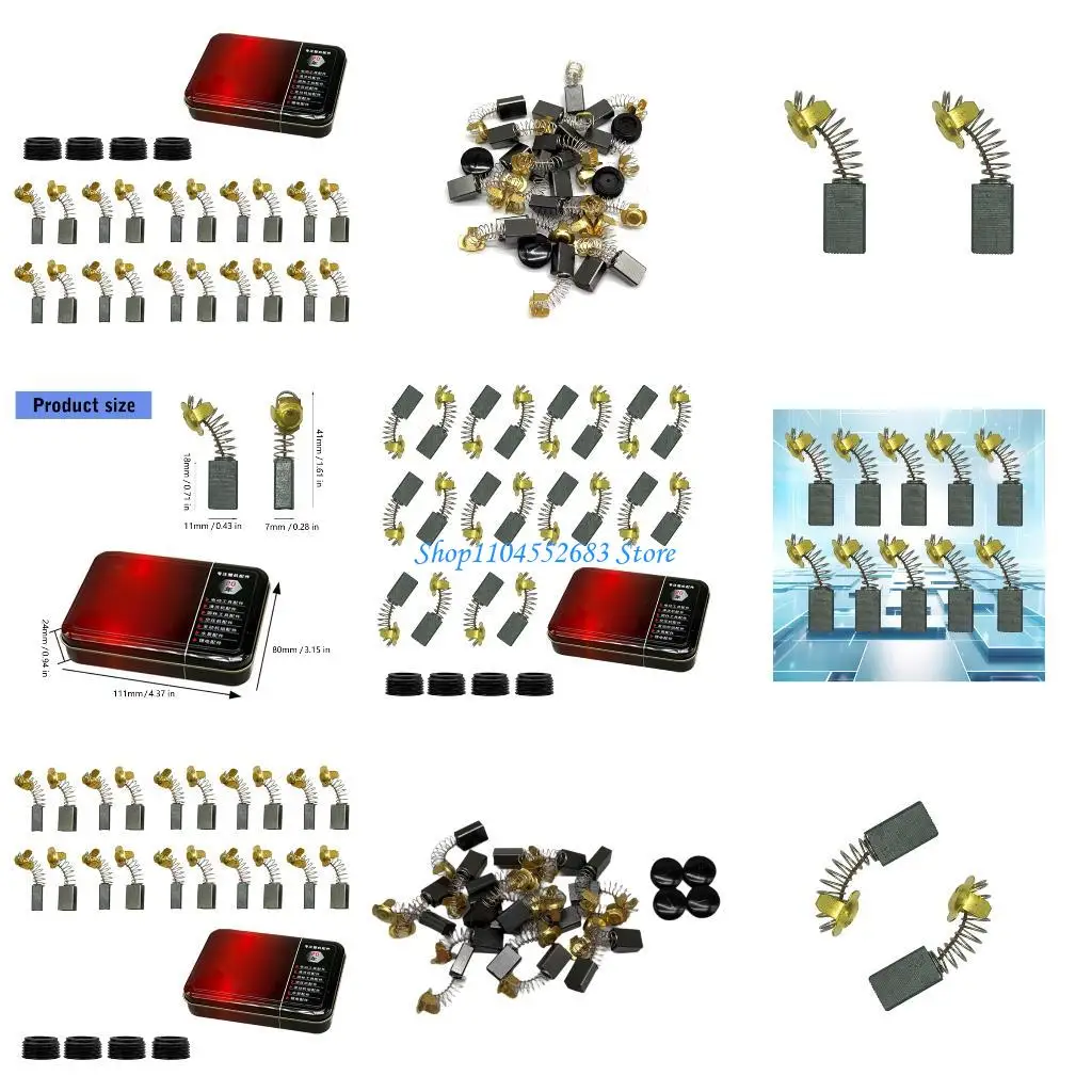 

Y6GD 20PCS Protective Iron Box Packed Carbon Brushes for Storage Safety in Metal Csae