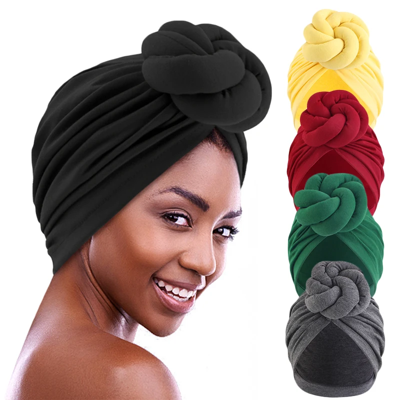 New Women's Knit Twist Turban Hat Polyester Elastic Headwrap Cap Bonnet Beanie Cap Wedding Party Headwear India Hat Chemo Hat