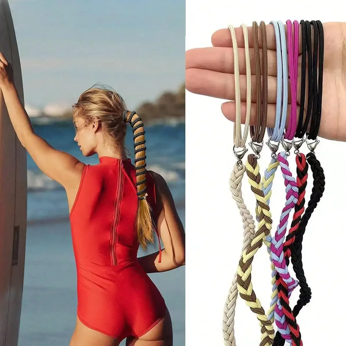 

1pc Elastic sports ponytail anchor braid fried dough twisted hair rope sports headband, windproof and suitable for outdoor sport