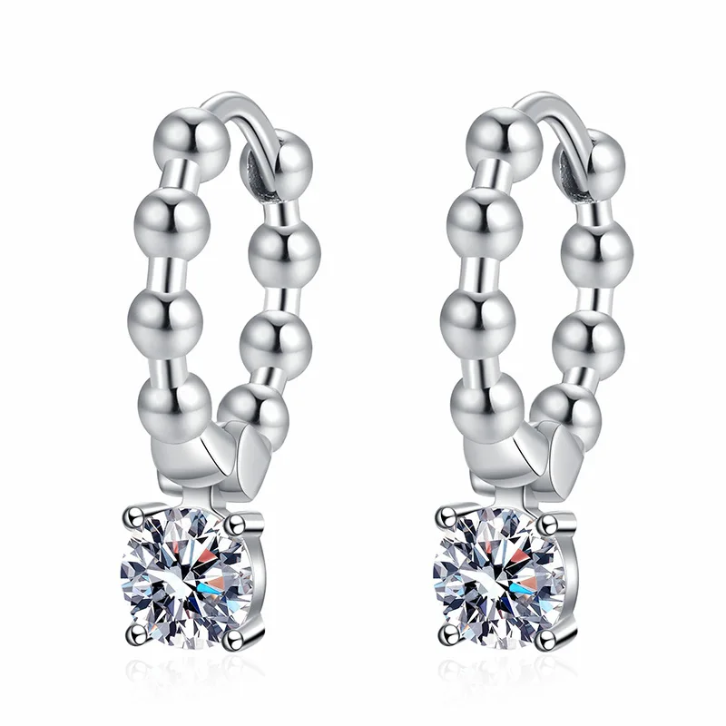 

Platinum PT950 18K Gold Earrings with Moissanite Diamonds, French Style Earrings in D Color, 0.5carat Moissanite Earrings