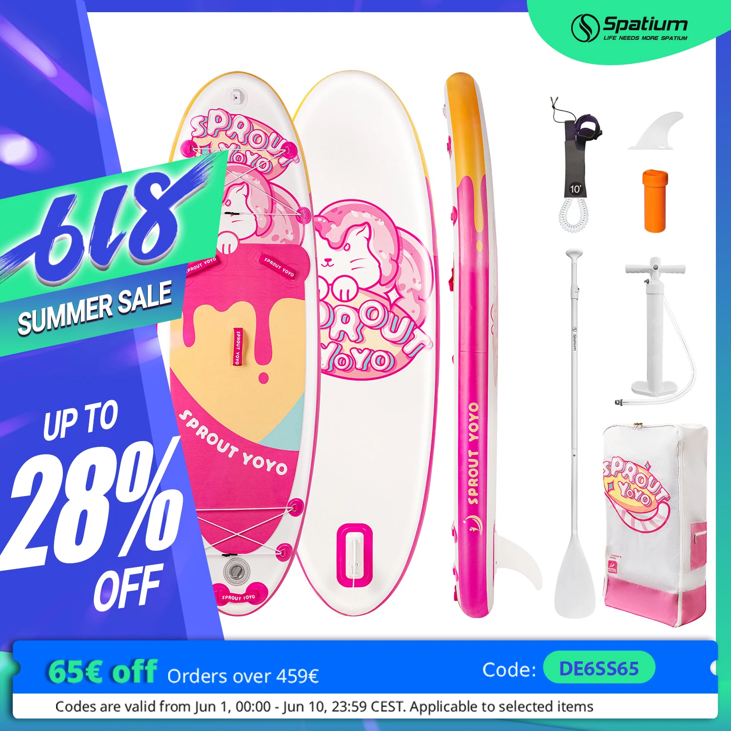 

Spatium Kids Paddle Board with SUP Accessories, Child Paddle Board Durable, 7.10ft Inflatable Paddle Boards for Kids & Youth