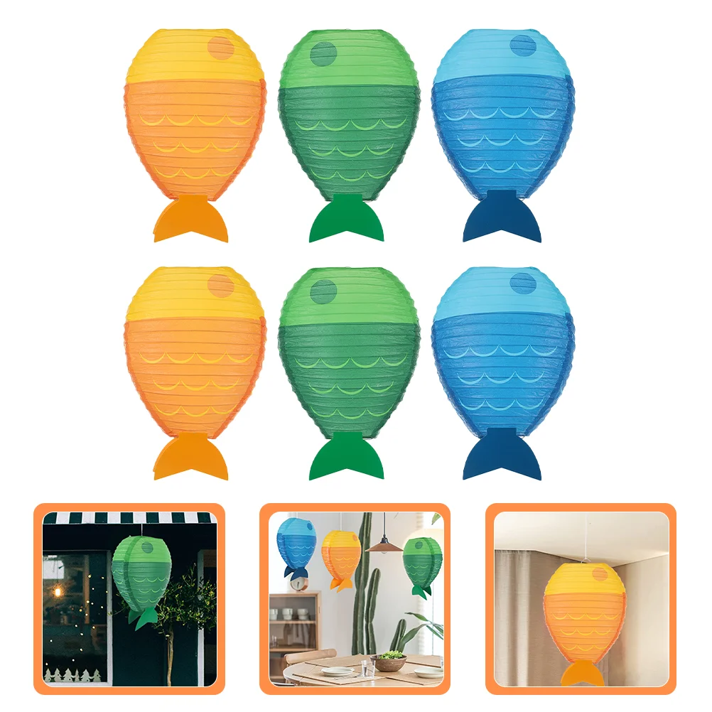 6 Pcs Decoration Fish Lantern Paper Festival Party Shape Shaped Creative for Baby