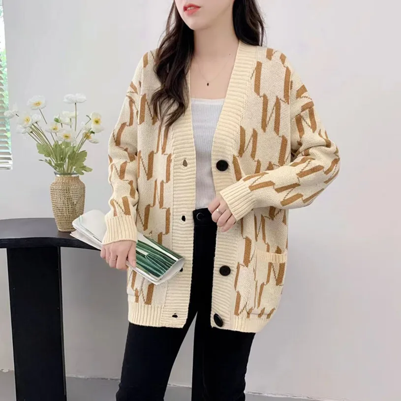 2023 Sweater Coat Mid Length Autumn/Winter New Korean Edition Autumn Women's Knitted Cardigan Warm Sweater