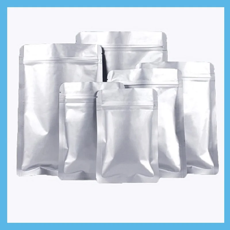 Silver Aluminum Foil  Bag Resealable Sealed Ziplock Package Bag for Specialty food Packaging Bags Home made snack Storage bag