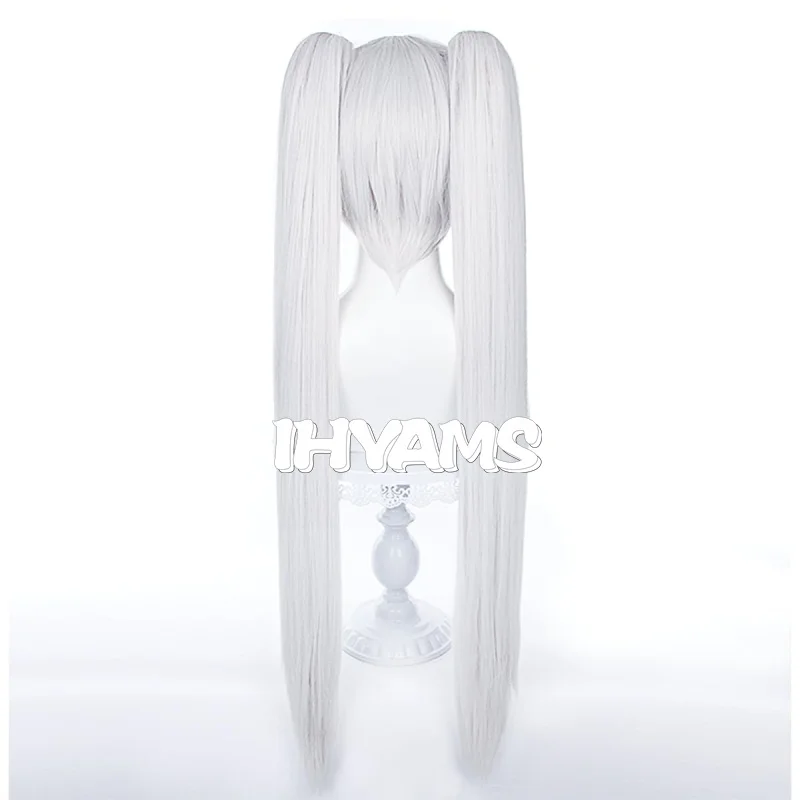 Frieren Cosplay Wig 90cm Long Silver Grey Wig Cosplay Anime Wigs Heat Resistant Synthetic Wigs