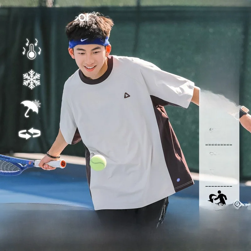 

XiaoHu Summer New Men's T-irt Breathable Qui Dry Sport f Sve Cool Feeling Color Blo ort Sve Top Faionable