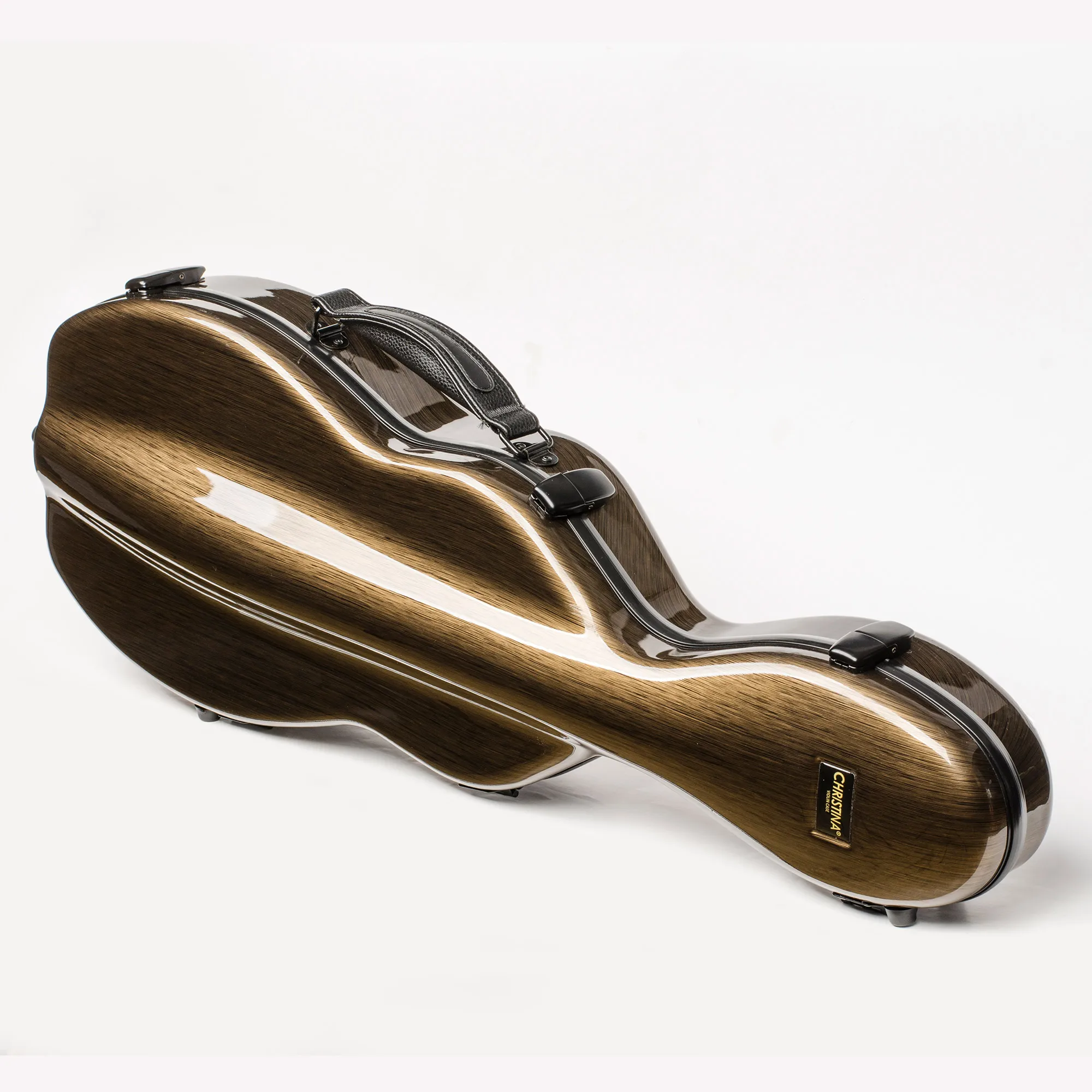 CHRISTINA Violin Case Gourd Shape Dark Gold VB65 Lightweight New Composite Materials with Straps Available in 4/4-1/8 Sizes