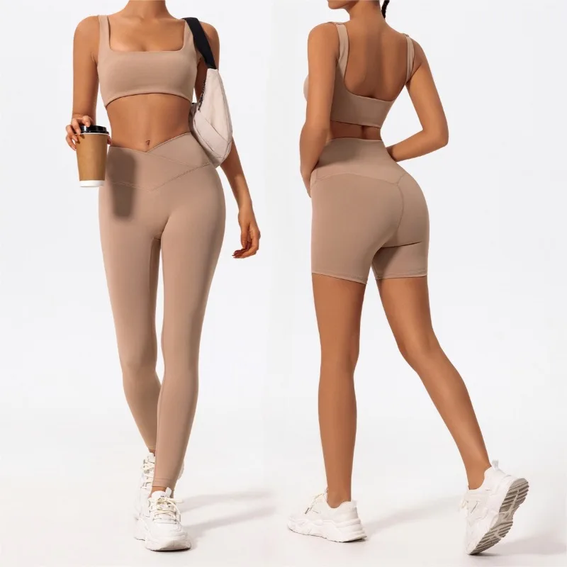 

High Waisted Butt Lifting Yoga Pants Set, Seamless Tummy Control Workout Leggings for Women Gym Running Fitness