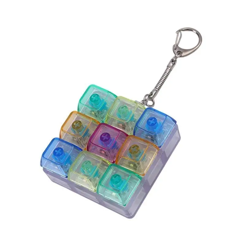 Mini-Fidget-Tastatur-Schlüsselanhänger mit bunten transparenten klickbaren Tasten zur Stresslinderung für den täglichen Gebrauch im Büro und in der Schule. – Detail 6