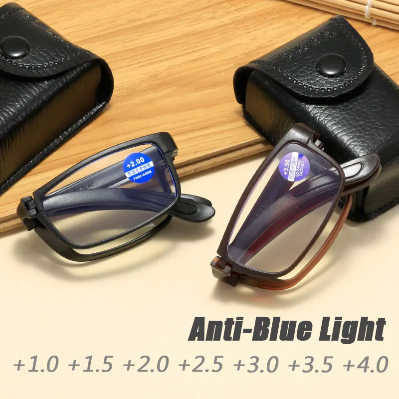 

Folding Reading Glasses With Box Anti-blue Light Men Women Portable Spectacles Eyewear Unisex TR90 Glasses Diopter +1.0 To +4.0
