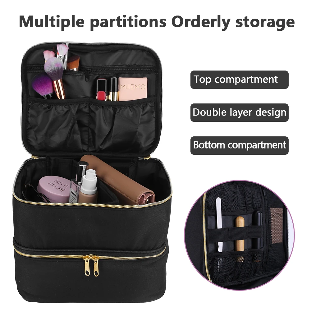 30 Grids Nylon Organizer Handbag Double Layer Design Manicure Sets Bag with Handle for Nail Varnish Essential Oil for Travel