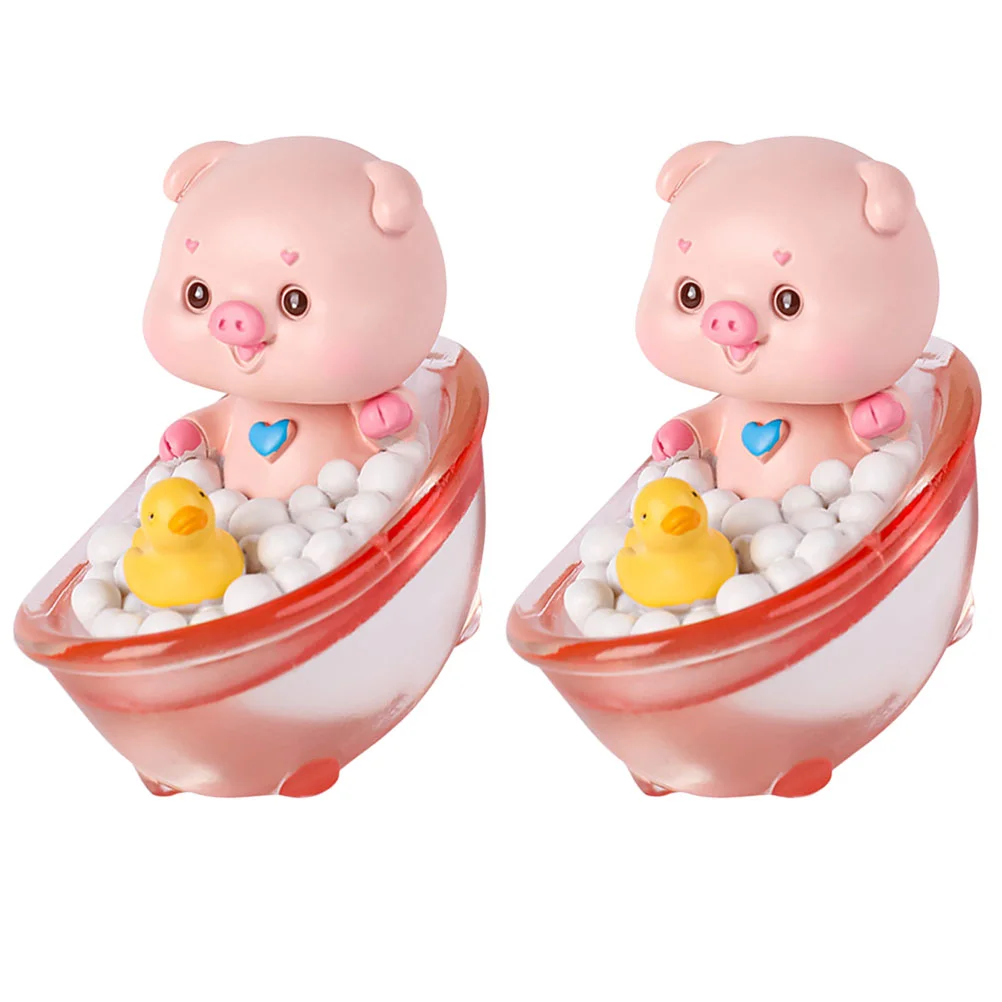 2 Pcs Small Animal Ornaments Car Decor Dashboard Mini Figurine Desktop Interior The Time Home Shaking Head Table Decorative