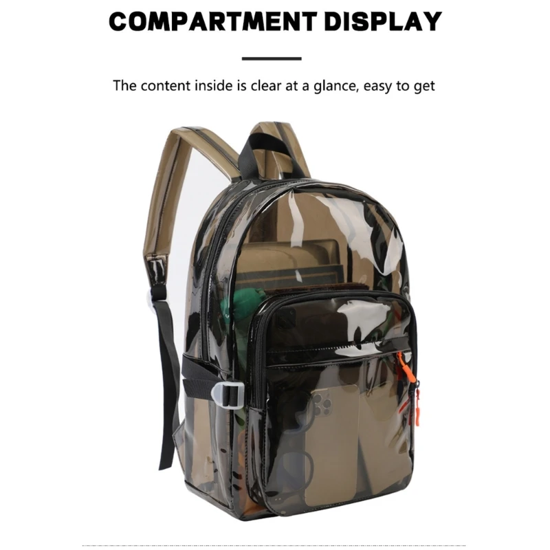 Clear PVC Large Capacity Laptop Backpack Student Girl Casual Solid Candy Color School Bookbag Women Men Travel Rucksack Daypack