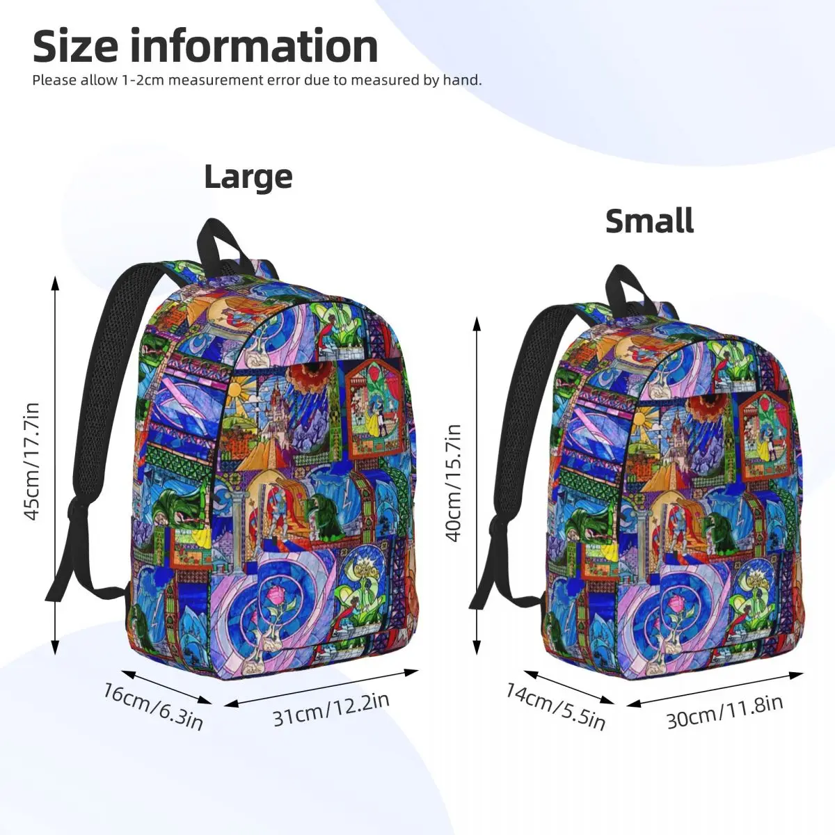 Beauty And The Beast Anime Backpack for Preschool Primary School Student Bookbag Boy Girl Kids Daypack Sports