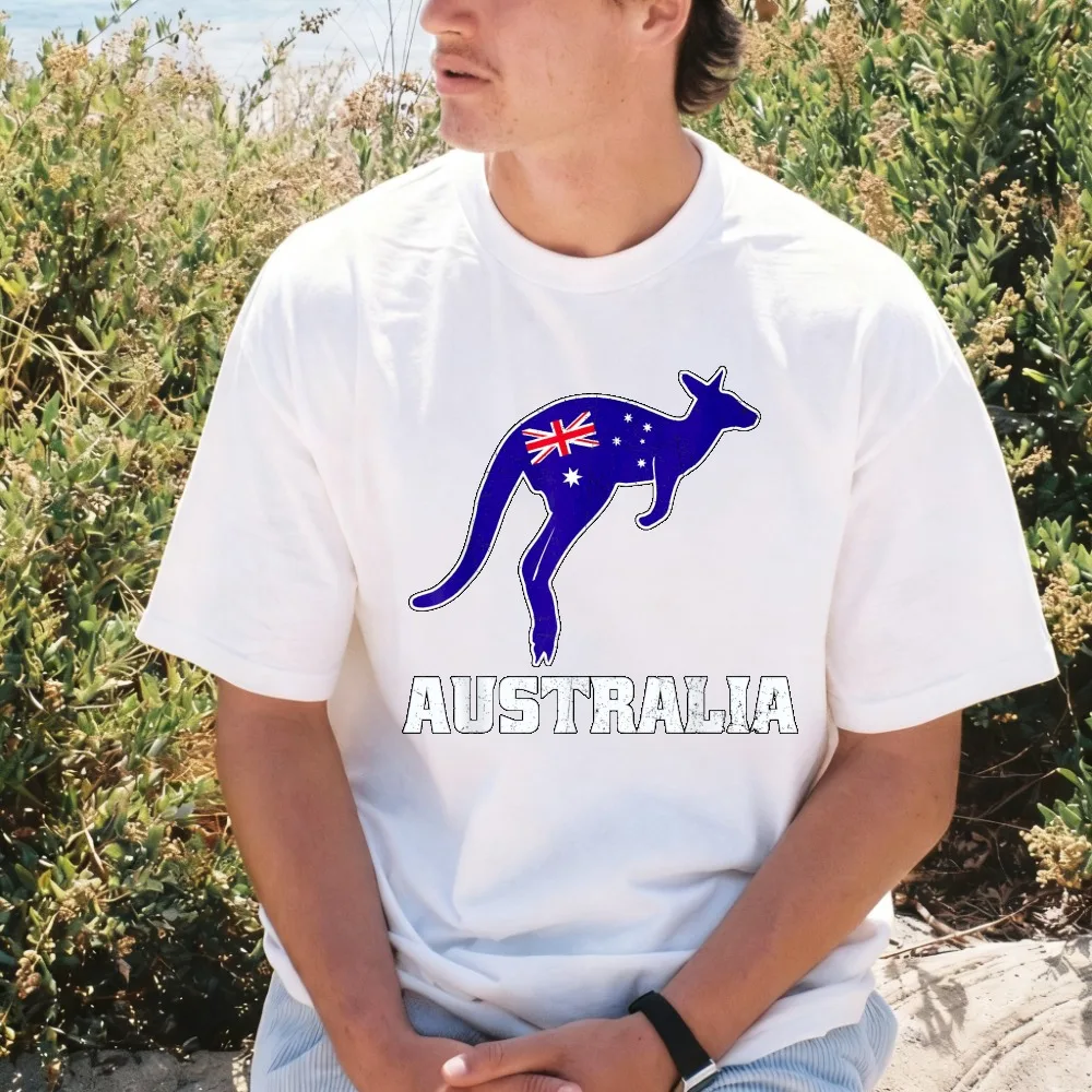 Australian Kangaroo Australia Flag Aussie Souvenir T-Shirt Cotton Short Sleeve Casual Fashion Loose Summer Man Women Tshirt