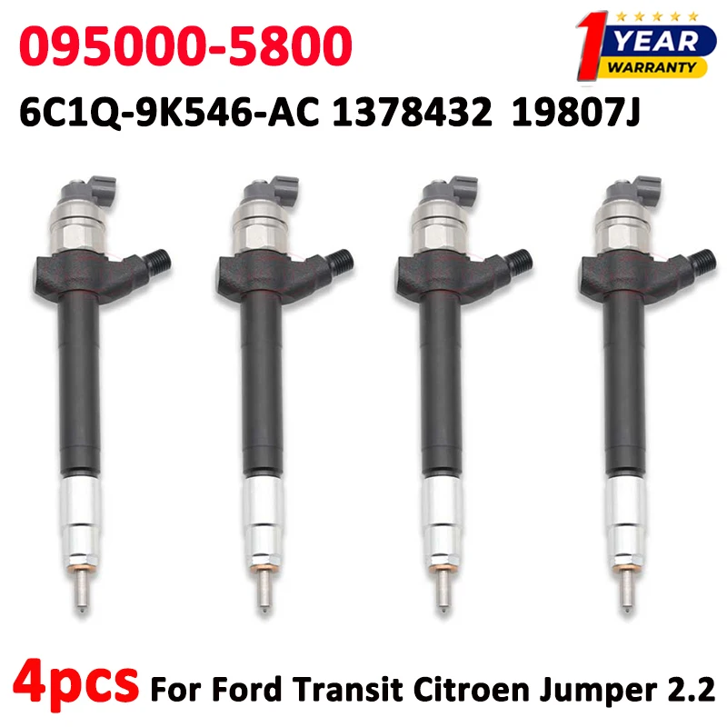 

4 шт. 095000-5800 дизельный автоматический топливный инжектор 6C1Q-9K546-AC 1378432 1908J7 для Ford Transit Citroen Jupmer 2,2